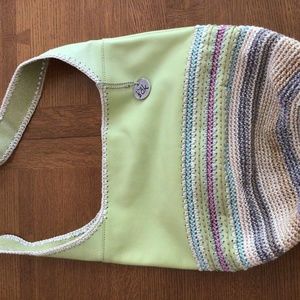 COPY - Green leather hobo bag with colored weaving by The Sak